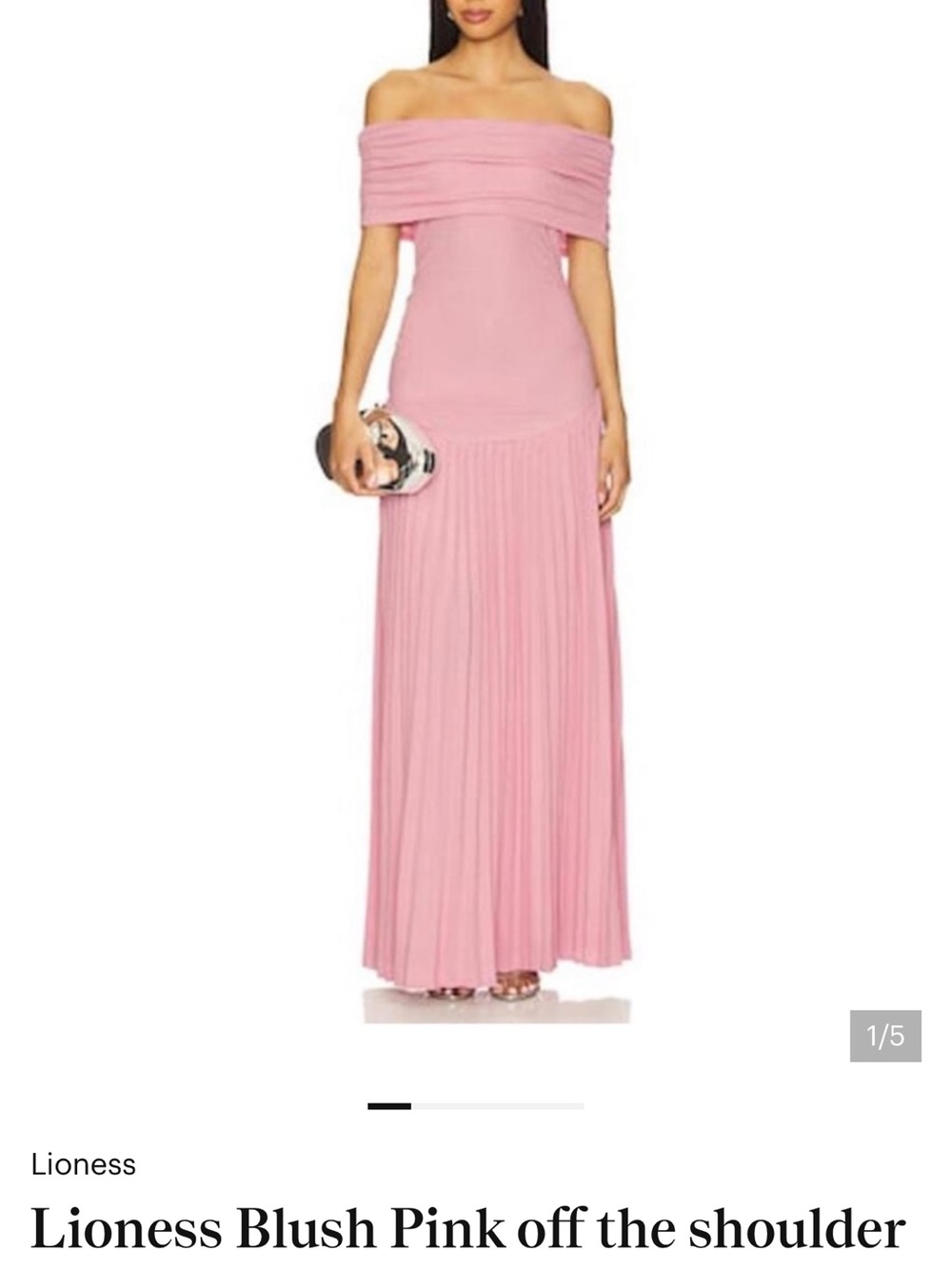 Lioness Blush Pink Off-Shoulder Pleated Maxi Dress
